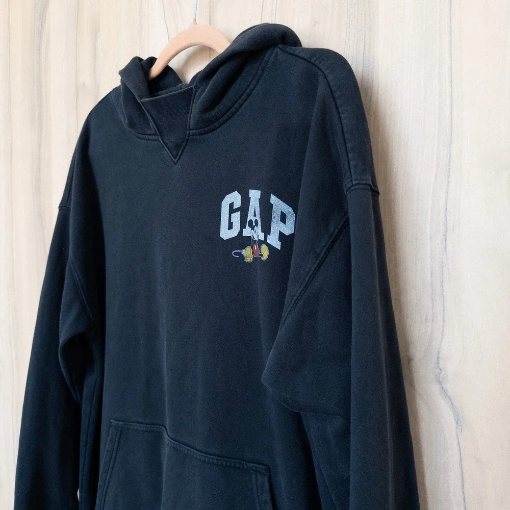 GAP x Disney Unisex Hoodie Teen 18-20 Black Disney Mickey Mouse Graphic Pullover